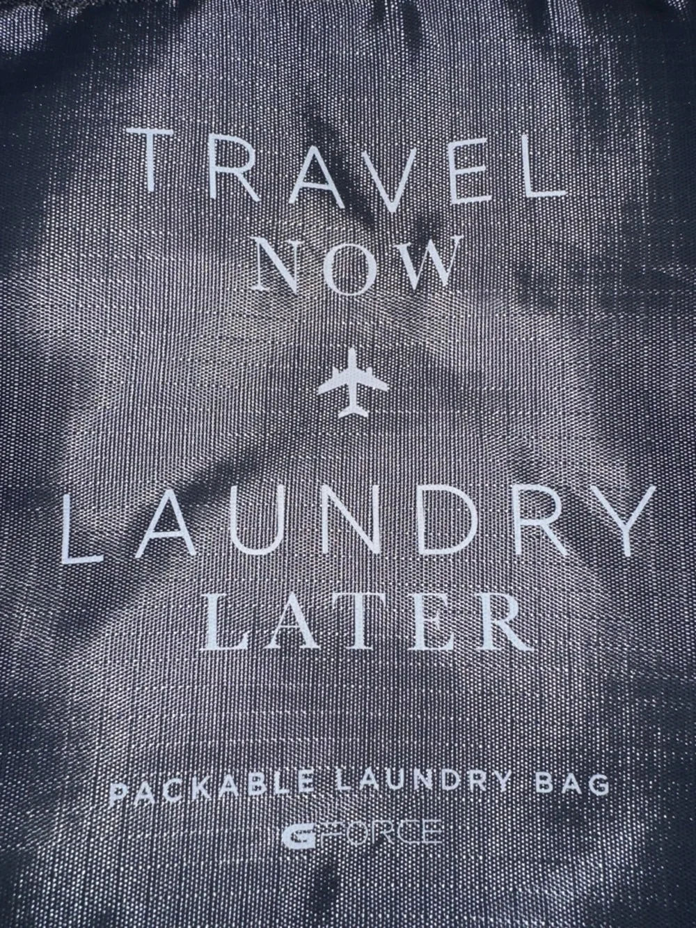 GFORCE Gray White “Travel Now Laundry Later” Zip Foldable Travel Laundry Bag